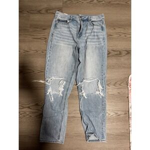 American Eagle Outfitters Women's Light Wash Ripped Straight Leg Jeans Size 8